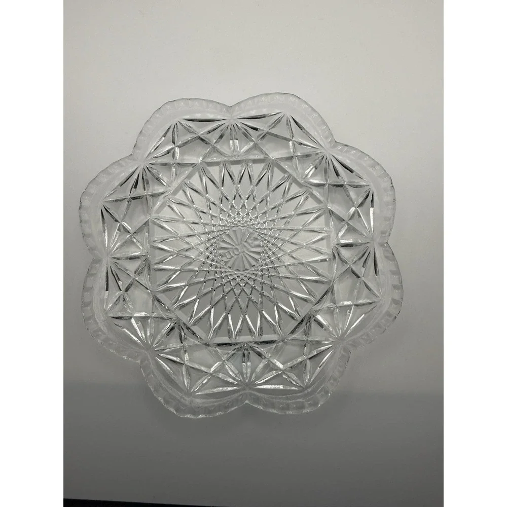 VTG 1973-74 Avon Butter Dish Cheese Ball w/Dome Lid Diamond Pattern Clear Glass